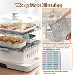 Food Steamer,40l,360° Steam Cycle Electric Steamer,with 3 Stainless Steel Steaming Plates,A Pair of Heat Insulating Gloves,12 Hour Reservation,6 Preset Modes