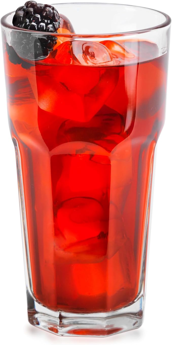 Libbey Gibraltar Drinking Glass Drinking Cup Set, Iconic Heavy Base Bar Glassware Thick Drinking Glasses Set of 12, 16-Ounce Glass Tumbler