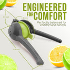 Zulay Kitchen Metal 2-in-1 Lemon Squeezer - Sturdy Max Extraction Hand Juicer Lemon Squeezer Gets Every Last Drop - Easy to Clean Manual Citrus Juicer - Easy-Use Lemon Juicer Squeezer - Gray/Lime