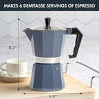Primula Classic Stovetop Espresso and Coffee Maker, Moka Pot for Italian and Cuban Café Brewing, Greca Coffee Maker, Cafeteras, 6 Espresso Cups, Blue
