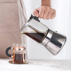 SIXAQUAE Induction Moka Pot, Crystal Glass-top & Stainless Steel Stovetop Espresso Maker,Classic Italian coffee maker (160ml)
