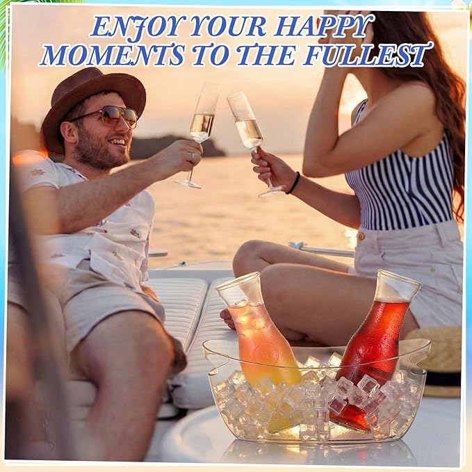 2 Sets Ice Buckets for Parties, 5.5l Clear Acrylic Ice Bucket with 2 Glass Carafe and Scoops for Champagne Beer Sparkling Wine Cocktails, Parties, Mimosa Bar Supplies