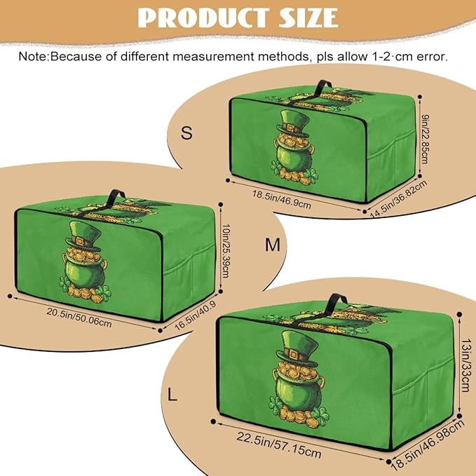 Clover Top Hat Gold Lucky Coin Print Toaster Oven Cover for St. Patrick's Day Decor, Microwave Cover for Kitchen Countertop Appliance Dust Protector Decorative Oven Accessories, Green, S
