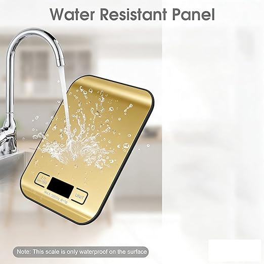 Digital Shipping Scale,Stainless Steel Panel, Accurate Portable Postal Scale for Packages, Small Business,Kitchen, Food, Handmade, Liquids, and Boutique (Mirror Gold Battery(5kg/1g))