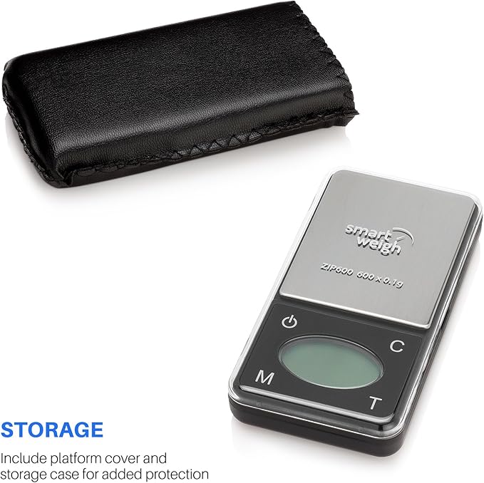 Smart Weigh ZIP600 Ultra Slim Digital Pocket Scale 600g by 0.1g with Counting Feature,Gram Scale and Ounce Scale, High Precision Accuracy