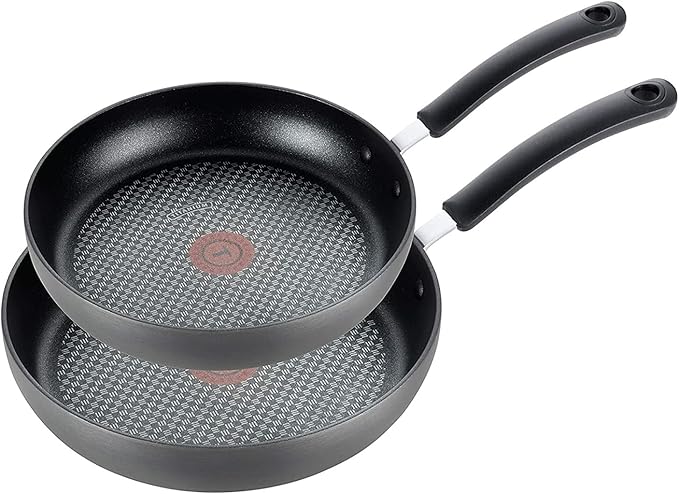 T-Fal Ultimate Hard Anodized Nonstick Fry Pan Set 2 Piece, 8, 10 Inch, Oven Broiler Safe 400F, Kitchen, Cookware, Pots and Pans Set Non Stick, Frying Pans, Dishwasher Safe, Onyx