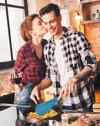 Cooking Spoon for Nonstick Cookwares, Great for Cooking and Serving Sturdy BPA-Free Matte Silicone, Wood Handle Spoon for Mixing, Scoop, and Scrape (Khaki & Turquoise, 11.4 inch)