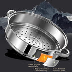 Steamer Pot for Cooking,Stainless Steel Steamer Pot,11 inch Steam Pots with Lid 2-tier for Cooking Veggies Fish Seafood Noodles, Pasta, Food