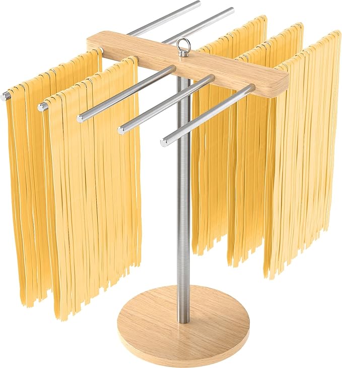 Large Pasta Drying Rack, Stable Pasta Drying Rack Collapsible for Fresh Spaghetti, 304 Stainless Steels Arms Prevents from Sticking, Drying Rack for Homemade Noddles, Tagliatelle, Fettuccine