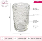 Hobnail Beaded Floral Clear Drinking Glasses Set of 6, (13 oz) Vintage Glassware Set by Kate Aspen| Cocktail Glass Set, Juice Glass, Water Cups | Great Hostess Gift & Gift for New Home Owners
