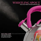 Paris Hilton Whistling Stovetop Tea Kettle, Stainless Steel with Rainbow Love Color Changing Heat Indicator Design, Soft Touch Handle, 2.5-Quart, Love Rainbow