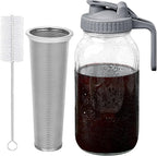OneDream Cold Brew Coffee Maker - 2 Quart 64oz Stainless Steel Filter Cold Brew Pitcher Jar, No Leaks Cold Brew Mason Jar Coffee Maker, Easy to Clean Cold Coffee Maker
