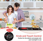 4000W Electric Cooktop: 24" Electric Stove 2 Burner Hot Plate Double Burner, Knob Control Countertop & Built-in, 9 Power Levels, Child Lock, Timer, Suitable for All Pans