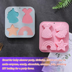 2 Pack Unicorn Molds Silicone 4 Cavity 3D Big Cartoon Themed Baking Mould Tray with Mermaid Rainbow Star for Baby Shower Birthday Party Chocolate Cake Mousse Pastry Soap Crayons Cupcake Topper