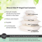 MULMEHË Mineral Filled Polypropylene Plastic Hinged Take Out Food Containers, 9x9x3, Vented Single Compartment, Natural White, 200 per Case