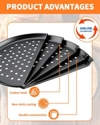 12-Inch Nonstick Pizza Pan with Holes, Perforated Carbon Steel Pizza Tray for Oven, Round Bakeware Pizza Tray for Home Restaurant Kitchen