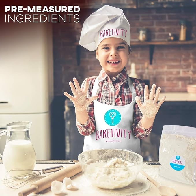 BAKETIVITY Kids Baking DIY Activity Kit - Bake Delicious Cinnamon Buns with Pre-Measured Ingredients – Best Gift Idea for Boys and Girls Ages 6-12