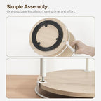 YATINEY Lazy Susan Organizer, Rotating Spice Rack, 2 Tier Spice Turntable Organizer, Industrial Turntable Spice Holder, for Kitchen Countertop, Compact and Versatile, White and Light Oak SR22WG