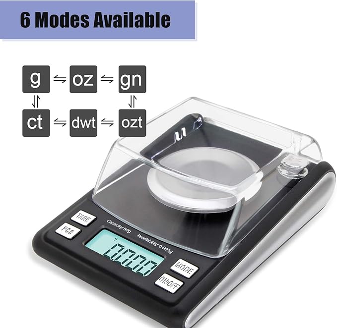 Fuzion Milligram Scale 50/0.001g, Mg Scale with 20g Cal Weight, Micro Scale, Powder Scale for Reloading