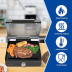 SafBbcue Griddle Plate for Ninja GR101 Sizzle Smokeless Indoor Grill, 14’’ Nonstick Flat-Top Griddle Plate for Ninja Sizzle Smokeless Grill Accessories with Griddle Cleaning Tool