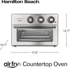Hamilton Beach Toaster Oven Air Fryer Combo, Includes Bake, Broil, and Toast, Fits 12” Pizza, 1800 Watts, 6 Cooking Modes, Stainless Steel