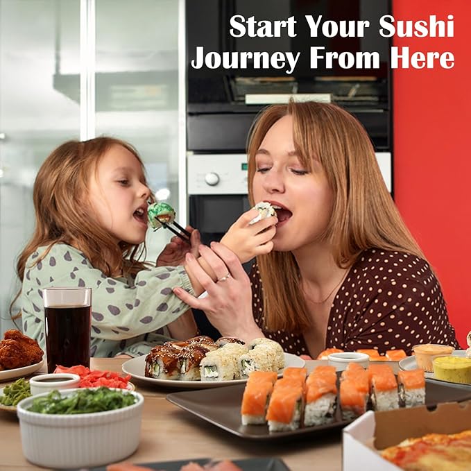 SmileTools Sushi Making Kit & Musubi Maker Kit - for Beginners & Pros with Sushi Roller Bazooka, 2 Bamboo Mats, 2 Musubi Press Molds and Spam Slicer