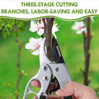 Ultra Sharp Germany Steel Pruning Shears - Cuts 3X Easier, Ergonomic Design - Weak Hand Arthritis Snips, Effortlessly 1-Inch Cut Capacity Heavy Duty Garden Scissors, Sharp Garden Clippers
