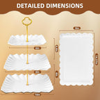 10 Pack Dessert Table Display Set - 4 x Three-Tier Square Cupcake Stands and 6 x Serving Trays, Elegant Tableware for Cakes, Cupcakes, Pastries, and Snacks, Perfect for Parties (Black)