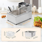 Electric Deep Fryer – 6L Large Capacity Deep Fryer with Detachable Basket, Adjustable Temperature Control, 1600W Stainless Steel Commercial Fryer for Restaurant & Home – Perfect for Chicken, Fries