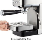 Zulay Kitchen Magia Compact Espresso Machine – 20 Bar Coffee Maker with Milk Frother Steam Wand, Latte & Cappuccino Maker, 1350W Fast Heating, 40oz Removable Water Tank, Stainless Steel – Silver