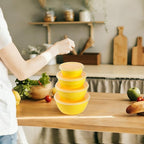 4-Piece Classic Plastic Prep Bowls with Lids, Nesting Plastic Small Mixing Bowl Set for Mixing, Baking, Prepping, Cooking and Serving Food, Microwave and Dishwasher Safe (Yellow)