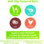 Simply Genius Rectangular Cutting Board Set - Color-Coded Cutting Mats for Kitchen - Dishwasher-Safe Plastic Chopping Board - Pack of 4, 8 x 11 in, Light Gray