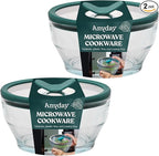 Anyday 2-Pack (4-Cup Deep) Glass Food Storage with Glass Lids | Plastic-Free Meal Prep & Microwave Cookware | Stackable Airtight Storage Container with Vented Lid for Microwave-Safe Reheating