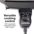 Proctor Silex Electric Skillet with Lid, 116 sq. in. Nonstick Cooking Surface for Frying, Sauteing, Simmering and Braising, Adjustable Temp 200° to 400° F, Black (38526PS)