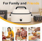 RoyalCraft 26-Quart Electric Roaster Oven with Visible Self-Basting Lid, Turkey Roaster Oven with Removable Pan and Rack, Perfect for Large Meals and Holiday Feasts, White