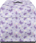Food Meat Slicer Cover with Organizer Side Pocket, (Only Cover) 16x13x13 Inch Slicer Machine Dust-proof Waterproof Protection Accessories for Home Kitchen, Cartoon Purple Butterfly Print
