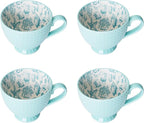 Pfaltzgraff Venice 16-Piece Stoneware Dinnerware Set, Service for 4, Aqua and White Color Combination, Durable and Chip Resistant, Microwave Safe