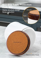 Nucookery 360° Rotating Utensil Holder, 7.2" Large Utensil Crock, White Ceramic Cooking Utensil Organizer with Countertop-Protection Cork Bottom for Farmhouse Kitchen Decor Christmas Gift (White)