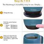 Nextmug - Temperature-Controlled, Self-Heating Coffee Mug (Slate Blue - 14 oz.)