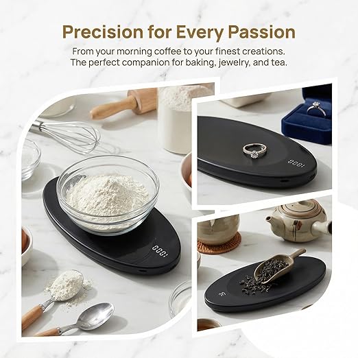 Digital Scale Grams with Coffee Spoon, 500g/0.1 Gram Scale Tea Scale for Loose Tea Black Mini Digital Pocket Jewelry Scales, Digital Kitchen Scale .1 Gram Accuracy