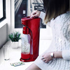 DrinkMate OmniFizz Sparkling Water and Soda Maker, Carbonates Any Drink, with 3 oz CO2 Test Cylinder (Royal Red)