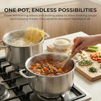 SUNHOUSE 18/8 Stainless Steel Stock Pot - 6.5 Quart Heavy-Duty Induction Cooking Pot with Visible Lid for Pasta, Soup, Spaghetti - Nonstick Thick-Bottom Deep Stockpot
