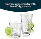 Libbey Yucatan Tumbler and Rock Drinking Glasses Set, Textured 16 Piece Glassware Set, All Purpose Glass Cups for Events and Everyday Use