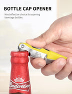 CORKAS Wine Key - Professional Handcrafted Heavy Duty Waiter Corkscrew, Compact Wine Opener with Double Hinged, Foil Cutter and Bottle Opener, Gifts for Servers, Sommelier, Bartenders - Yellow