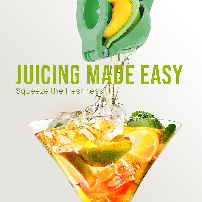 Zulay Kitchen Metal 2-in-1 Lemon Squeezer - Sturdy Max Extraction Hand Juicer Lemon Squeezer Gets Every Last Drop - Easy to Clean Manual Citrus Juicer - Easy-Use Lemon Juicer Squeezer - Green/Lime