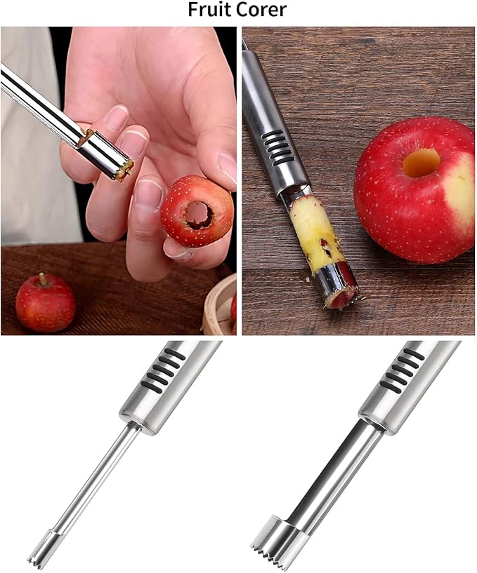 BURLIHOME 12 Pack Vegetable and Fruit Carving Tools, Chef Garnish Tools, Melon Baller Scoop Set, Lemon Zester, Vegetable Peeler, Apple Corer, Stainless Steel Carving Knife Set for Fruits