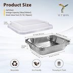 YLT WAX 9x13 Aluminum Pans with Lids, 20 Pack Disposable Foil Pan with Clear Lid, Half Size Deep Extra Heavy Duty Food Containers for Baking, Cooking, Roasting, Heating or Steam Table