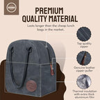 ASEBBO Lunch Tote Bag Box for Professional Women Men Reusable Insulated, Leakproof Waterproof Thermal Cooler Food Handbags High Capacity for Travel Work Picnic (Elegant Gray)