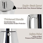 2 Cup Thickened Moka Pot 304 Stainless Steel 100ml Italian Espresso Coffee Maker Stovetop CoffeeMakers Mocha Pot Percolator for Induction Stove Classic Cafe Makers Portable for Easy Brewing