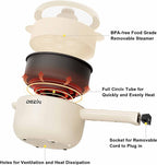 Dezin Hot Pot Electric, 2L Non-Stick Sauté Pan, Rapid Noodles Cooker, Mini Portable Pot for Steak, Egg, Fried Rice, Ramen, Oatmeal, Soup with Power Adjustment & Spatula, College Dorm Room Essential